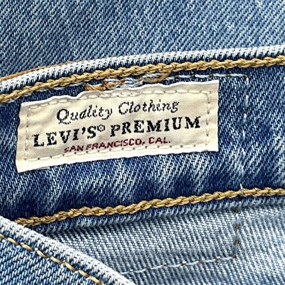 Levis Jeans Women 29 Wedgie Straight Blue Raw Hem Premium Denim - Picture 8 of 14